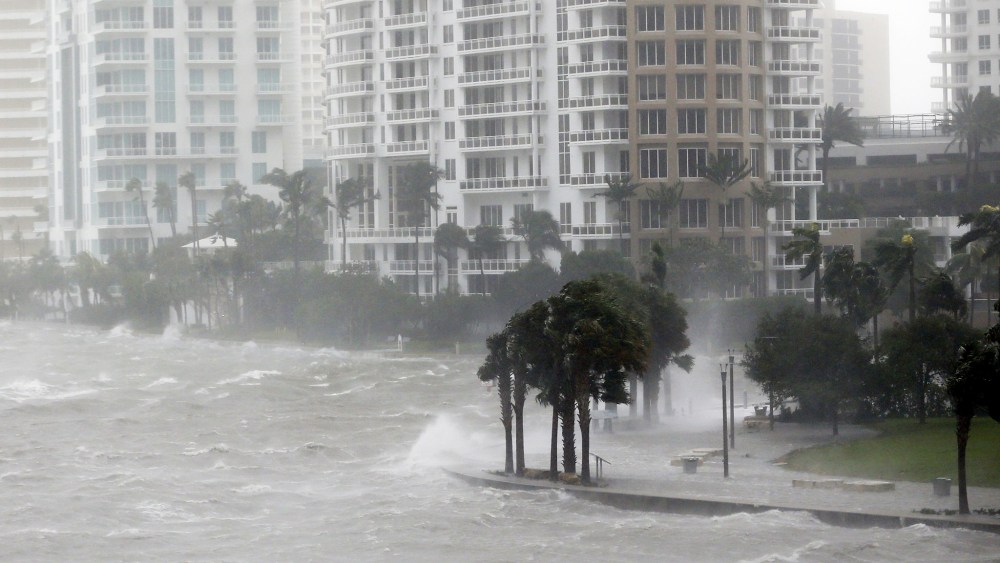 Waves crash over a seawall at the mouth of the Miami River from Biscayne Bay, Fla., as Hurricane Irma passes by, in MiamiHurricane Irma, Miami, USA - 10 Sep 2017