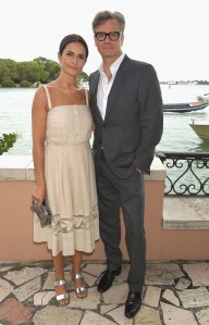 VENICE, ITALY - SEPTEMBER 01:  Livia Firth and Colin Firth attend an intimate lunch hosted by Livia Firth, Carlo Capasa and Caroline Scheufele to announce Chopard as partner for The Green Carpet Fashion Awards at Hotel Cipriani on September 1, 2017 in Venice, Italy.  (Photo by David M. Benett/Getty Images for Eco-Age)