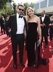 Jimmy Kimmel, Molly McNearney. Jimmy Kimmel, left, and Molly McNearney arrive at the 69th Primetime Emmy Awards, at the Microsoft Theater in Los Angeles69th Primetime Emmy Awards - Limo Drop Off, Los Angeles, USA - 17 Sep 2017
