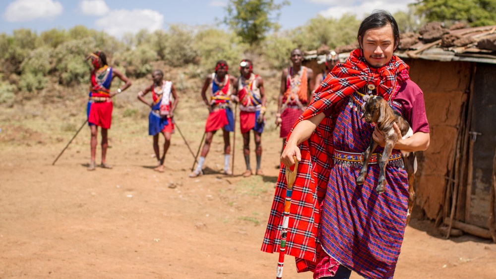 Kyle Ng poses for a portrait in Maasai Village, Kenya on September 30, 2016.