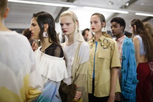 Backstage at Marco De Vincenzo RTW Spring 2018