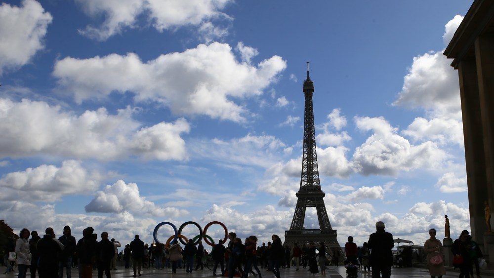 The Olympic rings are set up on Trocadero plaza that overlooks the Eiffel Tower, a day after the official announcement that the 2024 Summer Olympic Games will be in the French capital, in Paris, France, . Paris will host the 2024 Summer Olympics and Los Angeles will stage the 2028 GamesOlympics Bids, Paris, France - 14 Sep 2017