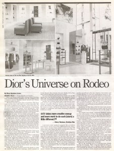 A page from WWD December 11 2001 on the opening of Dior Beverly Hills