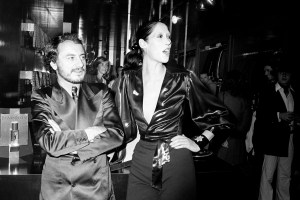 Pierre Berge and Marina Schiano attending the Yves St. Laurent Rive Gauche Boutique pour Homme opening on October 6, 1971 in New York.