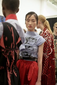 Backstage at Prada RTW Spring 2018