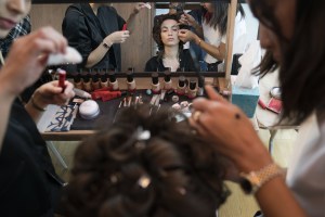Backstage at Sandy Liang RTW Spring 2018