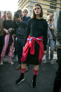 Street style at Milan Fashion Week Women's Spring 2018