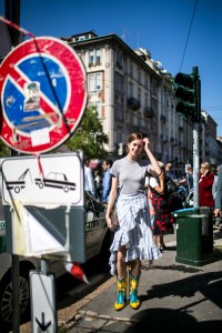 Street style at Milan Fashion Week Women's Spring 2018