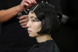 Backstage at Yohji Yamamoto RTW Spring 2018