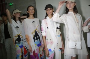 Backstage at Akris RTW Spring 2018