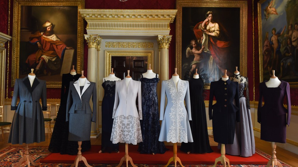 A selection of pieces from Catherine Walker and Co.'s Fall 2017 collection, from Catherine Walker and Co.'s 40th anniversary exhibition at Spencer House