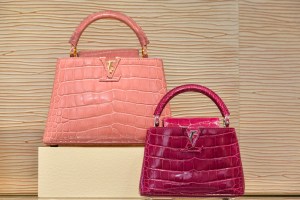 Crocodile leather handbags in the Louis Vuitton flagship on Place Vendôme
