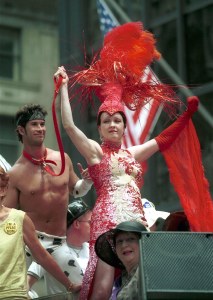 CYNDI LAUPER RIDING ON A FLOAT DOWN 5TH AVENUE51ST ANNUAL LESBIAN AND GAY PRIDE MARCH, NEW YORK , AMERICA - 24 JUN 2001