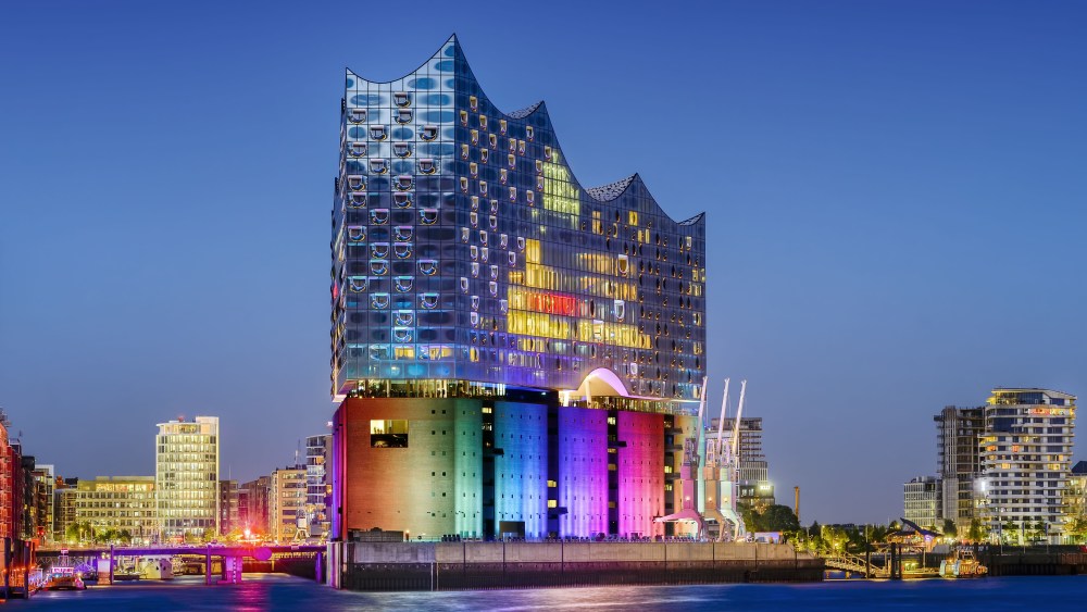 The Elbphilharmonie by the Mahatma Gandhi Bridge in Hamburg, Germany.