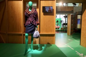 In A Room with a View, using a giant mirror, you are projected in slow-motion into a New York City façade, as Meryl Streep in The Devil Wears Prada
