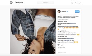 Liza Koshy's "organic" Instagram post after a paid partnership with Calvin Klein ended.