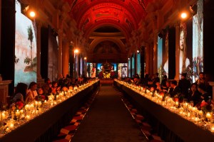 The main lobby of The Venetian casino was blocked off to create a runway with the 200 plus guests dining beside it.