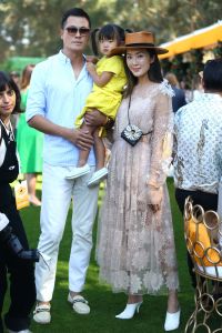 Allen Chen, Chriselle Lim and daughterVeuve Cliquot Polo Classic, Inside, Los Angeles, USA - 14 Oct 2017