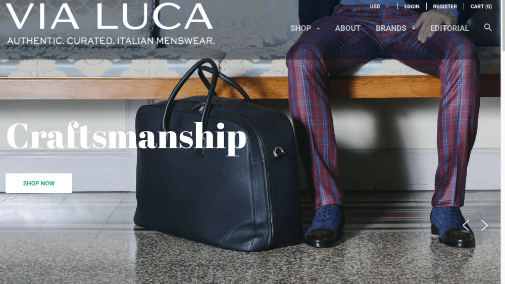 A screen shot of the Via Luca site.
