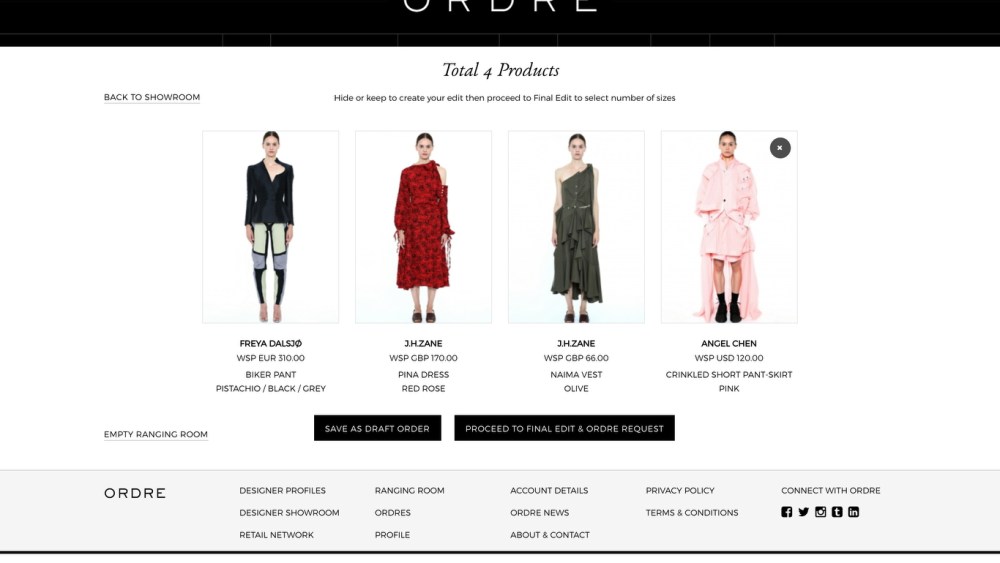 A screen shot of the Ordre platform