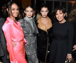 Joan Smalls, Gigi Hadid, Bella Hadid, Kris JennerV Magazine dinner in honor of Karl Lagerfeld, New York, USA - 23 Oct 2017