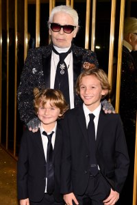 Karl Lagerfeld, Jamison Kroenig, Hudson KroenigV Magazine dinner in honor of Karl Lagerfeld, New York, USA - 23 Oct 2017