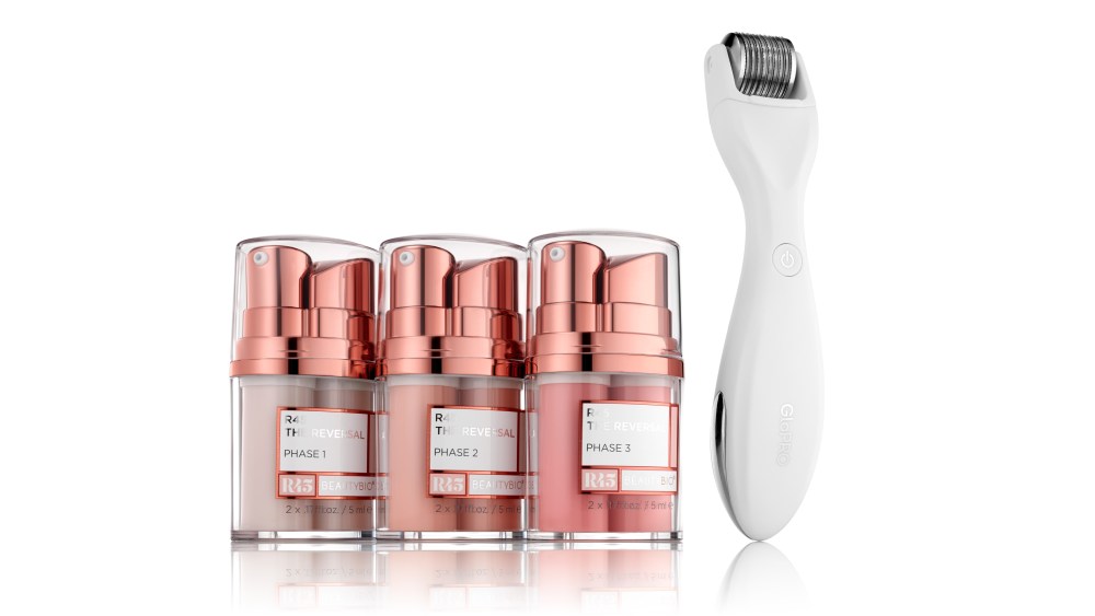 Beauty Bioscience products and a Glopro microneedling device.