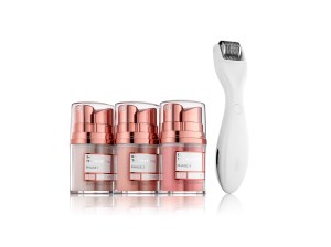 Beauty Bioscience products and a Glopro microneedling device.