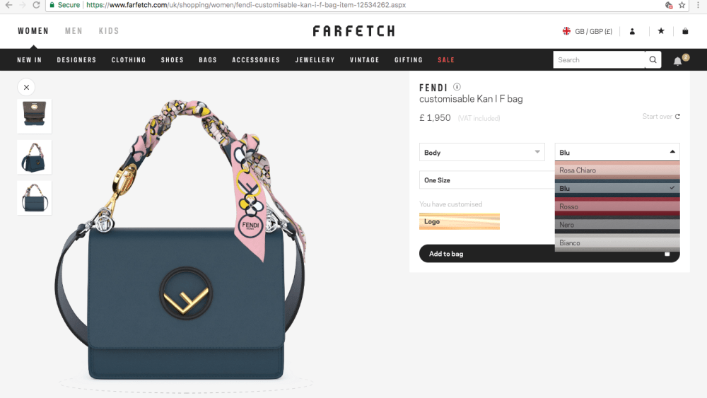 Fendi "Customize It" Online Personalization Service