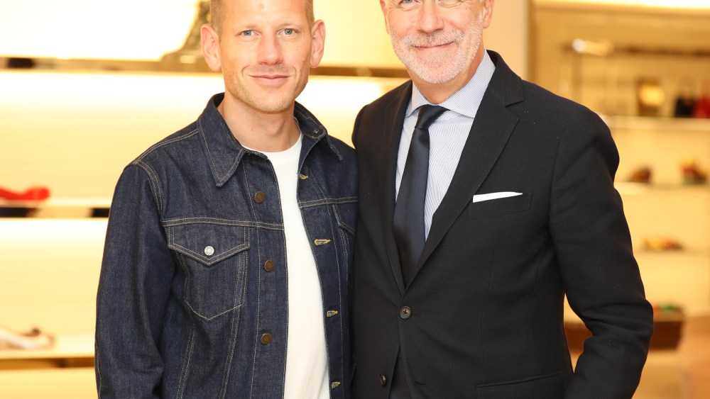 Salvatore Ferragamo's creative head of women's Paul Andrew, and chief executive officer, Eraldo Poletto.