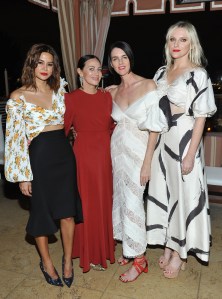 WEST HOLLYWOOD, CA - NOVEMBER 16: (L-R) Christine Centenera, Zimmermann Founder/designer Nicky Zimmermann, Jillian Davison and Laura Brown at Zimmermann Los Angeles Dinner at Sunset Tower on November 16, 2017 in West Hollywood, California.  (Photo by Donato Sardella/Getty Images)
