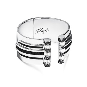 A cuff from Karl LagerfeldÕs limited edition Art Deco jewelry collection.