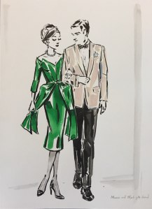 A sketch of the costumes for "Marnie" by Arianne Phillips