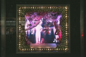 Bloomingdale's holiday windows have scenes and songs from the upcoming movie "The Greatest Showman."