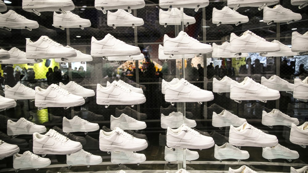 Nike wall of Air Force 1s