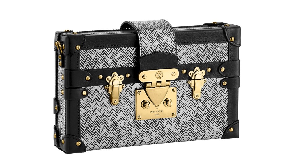 Petite Malle in silver Epi leather with chevron pattern.