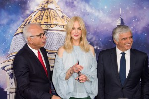 Printemps chief executive Paolo de Cesare, Nicole Kidman and Antinio Belloni, LVMH managing director