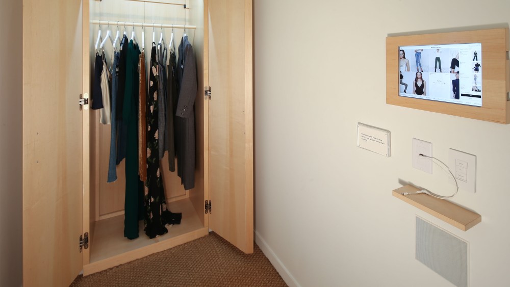 The store features touch screens that send apparel directly to dressing rooms and digital fitting room “attendees” for ordering additional styles or sizes. Its “magic wardrobes,” or two-way doors, allow for product fulfillment without leaving fitting rooms.