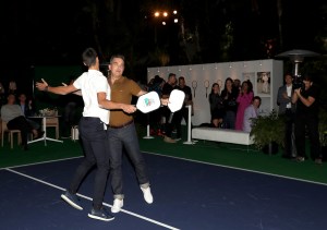 Robbie Williams and Novak DjokovicLacoste reopening celebration, Inside, Los Angeles, USA - 07 Nov 2017