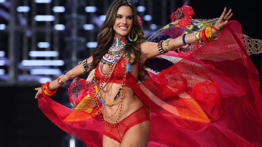 Alessandra Ambrosio on the catwalk at the Victoria's Secret Fashion Show 2017.