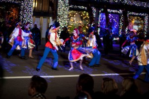 Performers at the Saks holiday window unveiling.