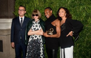 Steven Kolb, Anna Wintour and Diane von Furstenberg with Telfar Clemens, the winner of the CFDA/VFF.