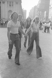 Fans arriving at a Rolling Stones concert at Madison Square Garden in New York, 1975