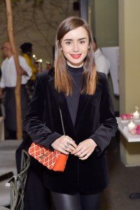 WEST HOLLYWOOD, CA - DECEMBER 04:  Lily Collins attends Molly R. Stern X Sarah Chloe Jewelry Collaboration Launch Dinner on December 4, 2017 in West Hollywood, California.  (Photo by Stefanie Keenan/Getty Images for Sarah Chloe Jewelry)