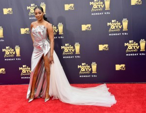 SANTA MONICA, CA - JUNE 16: Host Tiffany Haddish attends the 2018 MTV Movie And TV Awards at Barker Hangar on June 16, 2018 in Santa Monica, California.  (Photo by Frazer Harrison/Getty Images)