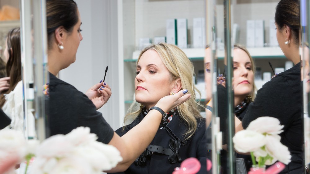 Blushington regular Aline Shapiro getting a touch-up.
