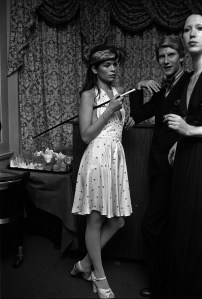 Bianca Jagger at a party for Yves Saint Laurent