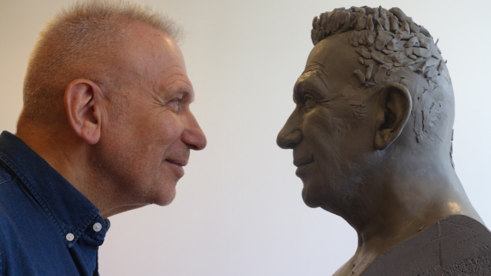Jean Paul Gaultier and the new wax figure due to be unveiled at the Musée Grévin.