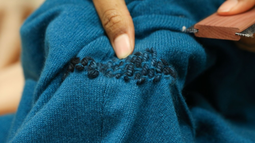 Jussara Lee held a holiday mending party to encourage sustainability.