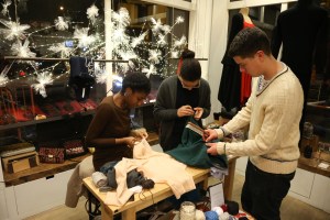 Jussara Lee held a holiday mending party to encourage sustainability.